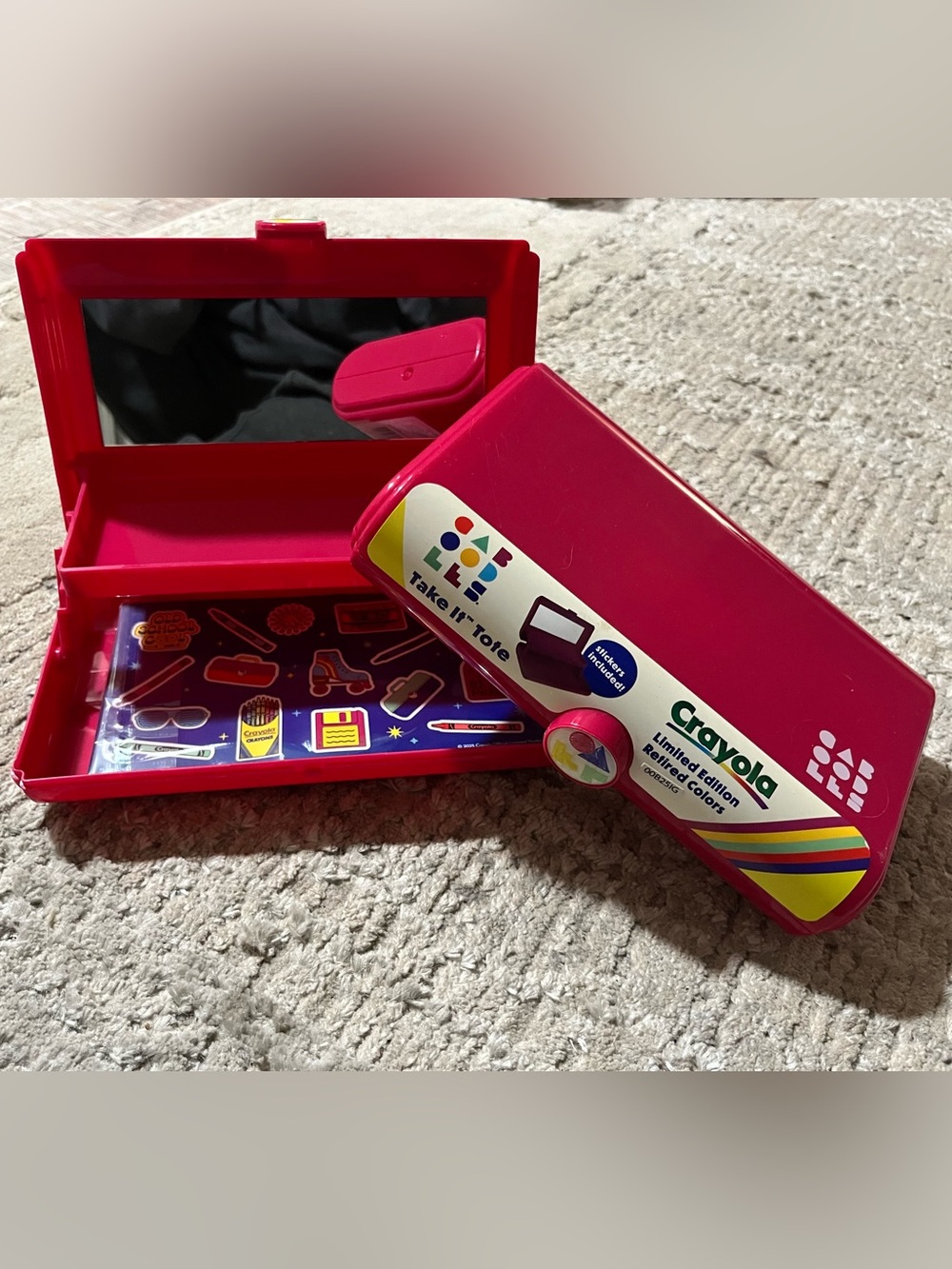 FUND RAISER- LIMITED EDITION- Crayola Pink Take It Tote Portable Case & Stickers